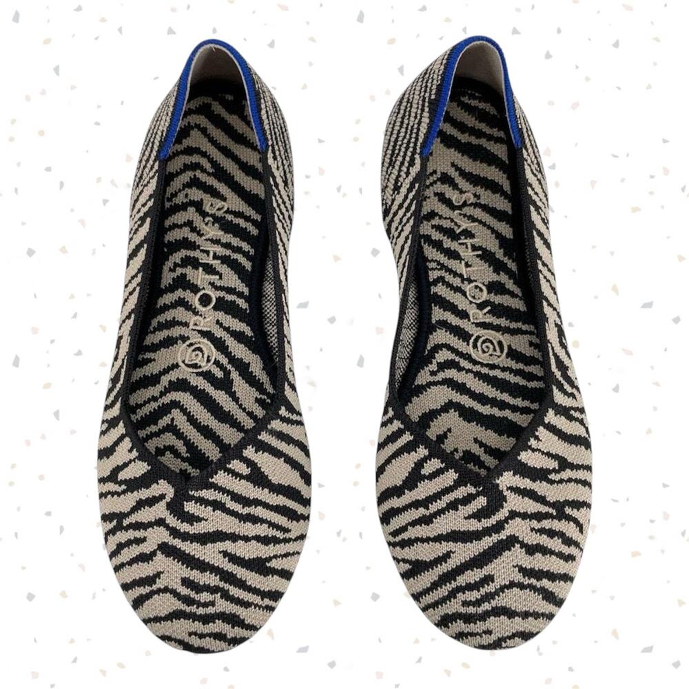 Black Zebra Neutral Animal Print Casual Shoes EDS Spoonie Rothy’s The Flat 6.5